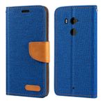 Oxford Kumaş ve PU Deri Cüzdanlı Kapak Kılıfı HTC U11 Plus ile Uyumlu, Kart Gözlü ve Mıknatıslı Dayanıklı Telefon Kılıfı