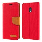 Oxford Kumaş ve PU Deri Cüzdanlı Kapak Kılıfı Nokia 225 4G 2024 ile Uyumlu, Kart Gözlü ve Mıknatıslı Dayanıklı Telefon Kılıfı (Kırmızı)