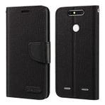 Oxford Kumaş ve PU Deri Cüzdanlı Kapak Kılıfı ZTE Blade V8 mini ile Uyumlu, Kart Gözlü ve Mıknatıslı Dayanıklı Telefon Kılıfı (Siyah)