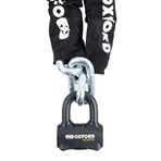 Oxford LK472 Nemesis 16 mm Yuvarlak Bağlantı Zinciri ve Mandal Asma Kilit Motosiklet Kilidi, Siyah, 1,2 m