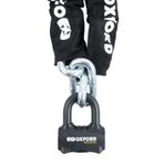 Oxford LK472 Nemesis 16 mm Yuvarlak Bağlantı Zinciri ve Mandal Asma Kilit Motosiklet Kilidi, Siyah, 1,2 m