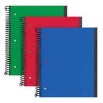 Oxford Spiral Defter 3'lü Paket, 1 Konu, Üniversite Kuralı, Dayanıklı Plastik Kapaklar, Güçlü Bobin, 1 Cep, 8,5 x 11, 100 Yaprak, Mavi, Kırmızı, Yeşil (89801)