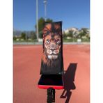 Oxium Bear Pamuklu Yeni Nesil Fitness Spor Havlusu - Dijital Baskılı - Hızlı Kuruyan Mikrofiber | Aslan - 35 x 90 cm - Siyah