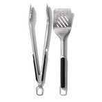 OXO Good Grips Spatula ve Maşa Seti - Bulaşık Makinesinde Yıkanabilir Barbekü Maşası Seti Paslanmaz Çelik Et Spatulalı - 41 cm ve 47,5 cm