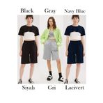 OXVİN 3' lü Comfort Label Bağcıklı Oversize Uzun Kadın Bermuda Şort