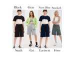 OXVİN 4' lü Comfort Label Bağcıklı Oversize Uzun Kadın Bermuda Şort