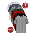 OXVİN Erkek Oversize Siyah Beyaz Haki Kırmızı Taş Füme Gri %100 Pamuklu Bisiklet Yaka 7 Li T-Shirt Paketi