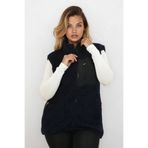 OXVİN Kadın Softshell Kürklü Peluş Yelek Yünlü Kuzu Welsoft Kemik Fermuarlı Cepli Detaylı (LACİVERT)