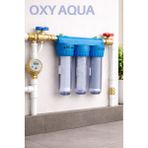 Oxy Aqua 3'lü Daire Girişi Arıtma Silifoz Filtreli Kireç ve Klor Önleyici Bina Sayaç Girişi Su Arıtma Cihazı