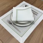 Oya Home Çift Pikolu Amerıkan Servis & Peçete Set -4 Parça - Açık Yeşil - 35 x 45 cm