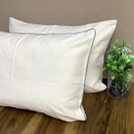 Oya Home Gri Biyeli Pamuk Saten Yastık Kılıfı -2 Li - 50 x 70 cm - Kırık Beyaz