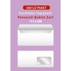 Oyal Buklet Beyaz Zarf 500'LÜ 110GR Pencereli Fatura Zarfı Para Zarfı Silikonlu