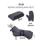 oyapet 3'lü Köpek Kurulama Seti Microperformance® Bornoz Havlu Pati Eldiveni Süper Su Emici Full Set