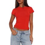 OYIGELZ Crop Tops Y2K Kırmızı-T1 Kısa Kollu Kadın T-shirt