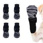 OYIWINMI 4 adet pati koruması, sağlam köpek çorabı, kaymaz, köpek patisi koruyucu, su geçirmez, kauçuk taban, köpek botu, ayarlanabilir kayışlı, iç ve dış mekan giyimi için (L)