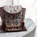 Öykücanbu Otantik Terme Kumaş Unisex Sırt Çantası - 33 x23 cm - Taba - Krem
