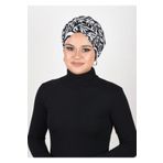 OykumBone Siyah Beyaz Desenli Pratik Hazır Bone