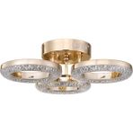 Oylum 3'lü Gold 24 Watt Kristalli Koridor Salon LED Plafonyer Avize - Krom