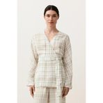 Oysho Kareli %100 keten kimono gömlek