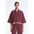 Oysho Pamuklu geniş kollu pike polo sweatshirt