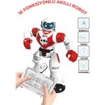 Oyuncak 16 Fonksiyonlu Şarjlı Uzaktan Kumandalı Akıllı Robot Sesli Işıklı Programlama Dans Moonwalk - Kırmızı