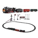 Oyuncak 23 Parça Işıklı Klasik Tren Seti 105Cm 3 Farklı Ray Modeli Pilli Retro Kara Tren Otomatik On Aç Bırak