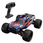 Oyuncak 40 KM Hız Yapan 2.4 GhZ Uzaktan Kumandalı Şarjlı 4X4 Full Fonksiyon Arazi Aracı Offroad Araba Işıklı Süspansiyonlu Yüksek Teker MAVİ-KIRMIZI VE TURUNCU-MAVİ) (Kırmızı-Mavi)