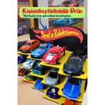 Oyuncak Araba Rafı 15 Araçlık SARI- Kişiye Özel - (1/64 Ölçekli Arabalar İçin Uygundur) - Sarı - Siyah - 25x17