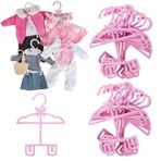 Oyuncak Bebek Tam Kıyafet Elbise Askısı 45,72 cm Bebekler için - 24pk - Benzersiz Tasarım Elbiseler, Pantolon, Gömlek, Etek ve Aksesuarlar Dahil Üst ve Altınızı Bir Kez Tutar (Pembe)