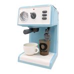 Oyuncak Buharlı Sesli Işıklı Kahve Makinesi Pilli Gerçekçi Su Akışlı Renk Değiştiren Bardaklı Mini Barista Seti (Mavi)