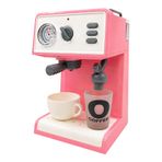 Oyuncak Buharlı Sesli Işıklı Kahve Makinesi Pilli Gerçekçi Su Akışlı Renk Değiştiren Bardaklı Mini Barista Seti (Pembe)
