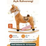 Oyuncak Fabrikası Sallanan At Peluş Sesli Müzikli Açık Kahverengi Fular’lı 65 cm