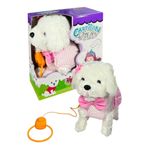 oyuncak fabrikası Tasmalı Yürüyen Oyuncak Peluş Köpek Fiyonklu Pembe