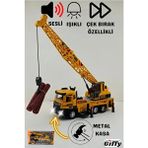 Oyuncak Iş Makinesi Sesli Işıklı Çek Bırak Vinç, Kule Vinç ve Kepçe 30 cm Aksesuarlı Kapıları Açılan - Renkli