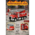 Oyuncak İtfaiye Arabası Çek Bırak Metal Gövde Uzayan Merdivenli İtfaiye Kurtarma Aracı 21 Cm