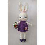 Oyuncak Park Mor Sepetli Şirin Tavşan Uyku Arkadaşı Amigurumi Organik Oyuncak