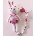 Oyuncak Park Şeker Tavşan - Emzik Zinciri Amigurumi Organik Oyuncak