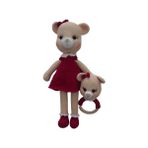 Oyuncak Park Tatlı Ayıcık Uyku Arkadaşı ve Çıngırak Amigurumi Organik Oyuncak