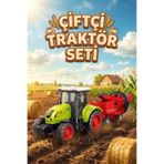 Oyuncak Römorklu Traktör - Hareketli Çiftlik Ve Tarım Aracı - Yeşil Biçerdöver Seti (24.5 Cm)
