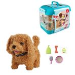Oyuncak Sesli Işıklı Yürüyen Hareketli Köpek Taşıma Çantalı Aksesuarlı Set Taşınabilir Çanta +Pil🎁 (Mavi-Kahverengi)