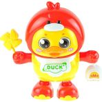 Oyuncak Sevimli Yavru Ördek Işıklı Sesli Rüzgar Güllü 20 cm - Sarı - Kırmızı