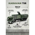 Oyuncak Tır Ve Karavan Seti Yeşil - 39Cm Büyük Boy Metal Kupa Işıklı Sesli Çek Bırak Oyuncak Araba