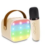 Oyuncaklar Karaoke Mikrofon Makinesi, 4-12 Yaş Çocuklar için, Mini Taşınabilir Bluetooth Karaoke Hoparlör, 1 Kablosuz Mikrofon ve LED Işıklı, Ev Partisi için Noel, Doğum Günü Hediyeleri, Kız Erkek ve