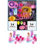 OYUNCAKSAHİLİ Çantalı Mutfak Eşyaları Çay Takımı 34 Parca Fincan Çaydanlık Tepsi Evcilik Oyunu Evcilik Set