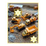 OYUNCAKSAHİLİ inşaat Metal Yol Çalışması 5li Oyuncak Silindir Asfalt Mikser Vinç Excavatör Kamyon iş makinaları