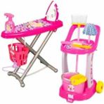 Oyuncakzade Barbie Oyuncak Temizlik Arabası + Barbie Oyuncak Ütü Masası Eğitici Oyuncak Set
