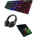 Oyuncu Klavye Mouse Mousepad Kulaklık Set - Siyah