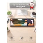 Oyuncu Klavyesi Rgb Işıklı Dijital Ekranlı 3 Modlu Mekanik Hisli Kablosuz Klavye Tk14 Siyah