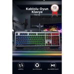 Oyuncu Klavyesi Rgb Işıklı Mekanik Ergonomik Kablolu Klavye Tk13 Siyah