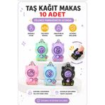 OYUNKAFASI Taş Kağıt Makas 10 Adet Basmalı Mini Oyun Süs Karışık Renk 1 Adet (Mavi-Mint-Lila-Pembe-Siyah)
